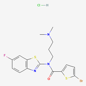 molecular formula C17H18BrClFN3OS2 B2809186 5-bromo-N-(3-(dimethylamino)propyl)-N-(6-fluorobenzo[d]thiazol-2-yl)thiophene-2-carboxamide hydrochloride CAS No. 1216400-47-3