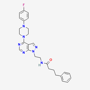 molecular formula C27H30FN7O B2809189 N-(2-(4-(4-(4-fluorophenyl)piperazin-1-yl)-1H-pyrazolo[3,4-d]pyrimidin-1-yl)ethyl)-4-phenylbutanamide CAS No. 1021025-68-2