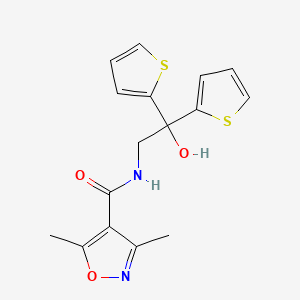 molecular formula C16H16N2O3S2 B2809197 N-(2-hydroxy-2,2-di(thiophen-2-yl)ethyl)-3,5-dimethylisoxazole-4-carboxamide CAS No. 2034334-90-0