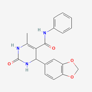 molecular formula C19H17N3O4 B2809198 4-(benzo[d][1,3]dioxol-5-yl)-6-methyl-2-oxo-N-phenyl-1,2,3,4-tetrahydropyrimidine-5-carboxamide CAS No. 477293-14-4