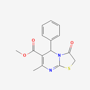 molecular formula C15H14N2O3S B2809199 methyl 7-methyl-3-oxo-5-phenyl-3,5-dihydro-2H-thiazolo[3,2-a]pyrimidine-6-carboxylate CAS No. 358353-50-1