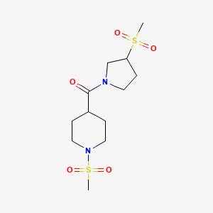 molecular formula C12H22N2O5S2 B2809211 (1-(Methylsulfonyl)piperidin-4-yl)(3-(methylsulfonyl)pyrrolidin-1-yl)methanone CAS No. 1448137-56-1