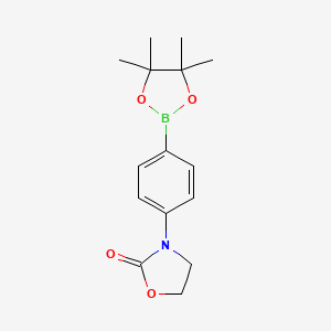 molecular formula C15H20BNO4 B2809223 3-[4-(4,4,5,5-四甲基-1,3,2-二氧杂硼杂环戊-2-基)苯基]-1,3-噁唑烷-2-酮 CAS No. 1346253-82-4
