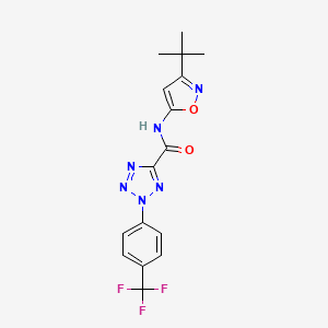 molecular formula C16H15F3N6O2 B2809227 N-(3-(tert-butyl)isoxazol-5-yl)-2-(4-(trifluoromethyl)phenyl)-2H-tetrazole-5-carboxamide CAS No. 1396798-63-2