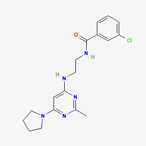 3-chloro-N-(2-((2-methyl-6-(pyrrolidin-1-yl)pyrimidin-4-yl)amino)ethyl)benzamide