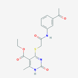 molecular formula C18H19N3O5S B2809239 ethyl 4-[2-(3-acetylanilino)-2-oxoethyl]sulfanyl-6-methyl-2-oxo-1H-pyrimidine-5-carboxylate CAS No. 899749-56-5