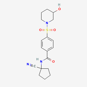 molecular formula C18H23N3O4S B2809242 N-(1-cyanocyclopentyl)-4-[(3-hydroxypiperidin-1-yl)sulfonyl]benzamide CAS No. 2094211-07-9