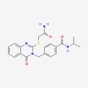 molecular formula C21H22N4O3S B2809249 4-((2-((2-amino-2-oxoethyl)thio)-4-oxoquinazolin-3(4H)-yl)methyl)-N-isopropylbenzamide CAS No. 941982-83-8
