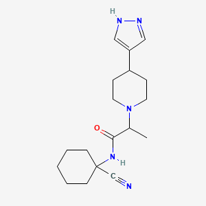 molecular formula C18H27N5O B2809253 N-(1-cyanocyclohexyl)-2-[4-(1H-pyrazol-4-yl)piperidin-1-yl]propanamide CAS No. 1786097-66-2