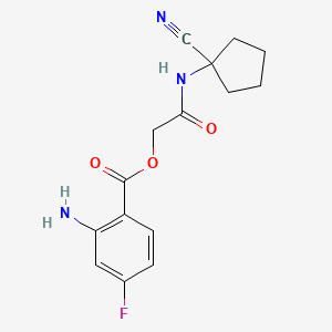 molecular formula C15H16FN3O3 B2809256 [2-[(1-Cyanocyclopentyl)amino]-2-oxoethyl] 2-amino-4-fluorobenzoate CAS No. 1240747-81-2