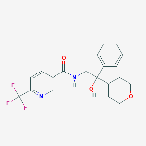 molecular formula C20H21F3N2O3 B2809258 N-(2-羟基-2-苯基-2-(四氢-2H-吡喃-4-基)乙基)-6-(三氟甲基)烟酰胺 CAS No. 2034258-53-0