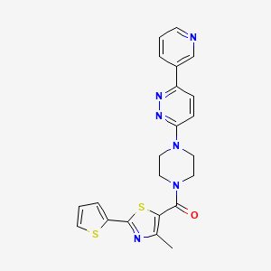 molecular formula C22H20N6OS2 B2809259 (4-Methyl-2-(thiophen-2-yl)thiazol-5-yl)(4-(6-(pyridin-3-yl)pyridazin-3-yl)piperazin-1-yl)methanone CAS No. 1257552-37-6