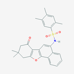 molecular formula C27H27NO4S B280926 N-(9,9-dimethyl-7-oxo-7,8,9,10-tetrahydrobenzo[b]naphtho[2,1-d]furan-5-yl)-2,4,5-trimethylbenzenesulfonamide 