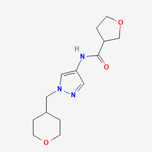 molecular formula C14H21N3O3 B2809274 N-(1-((tetrahydro-2H-pyran-4-yl)methyl)-1H-pyrazol-4-yl)tetrahydrofuran-3-carboxamide CAS No. 1704529-16-7