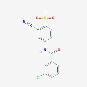molecular formula C15H11ClN2O3S B2809278 3-氯-N-(3-氰基-4-(甲磺基)苯基)苯甲酰胺 CAS No. 477866-71-0
