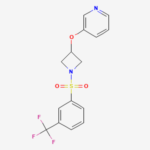 molecular formula C15H13F3N2O3S B2809289 3-((1-((3-(Trifluoromethyl)phenyl)sulfonyl)azetidin-3-yl)oxy)pyridine CAS No. 1903114-97-5