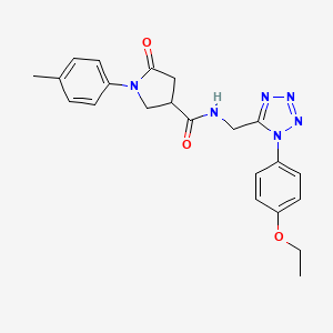 molecular formula C22H24N6O3 B2809295 N-((1-(4-ethoxyphenyl)-1H-tetrazol-5-yl)methyl)-5-oxo-1-(p-tolyl)pyrrolidine-3-carboxamide CAS No. 921165-21-1