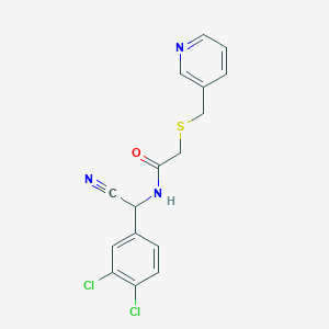 molecular formula C16H13Cl2N3OS B2809305 N-[Cyano-(3,4-dichlorophenyl)methyl]-2-(pyridin-3-ylmethylsulfanyl)acetamide CAS No. 2418648-52-7