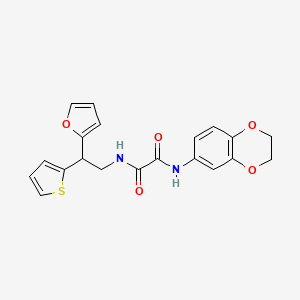 molecular formula C20H18N2O5S B2809315 N'-(2,3-dihydro-1,4-benzodioxin-6-yl)-N-[2-(furan-2-yl)-2-(thiophen-2-yl)ethyl]ethanediamide CAS No. 2097859-53-3