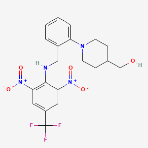 molecular formula C20H21F3N4O5 B2809323 [1-(2-{[2,6-Dinitro-4-(trifluoromethyl)anilino]methyl}phenyl)-4-piperidinyl]methanol CAS No. 860610-88-4