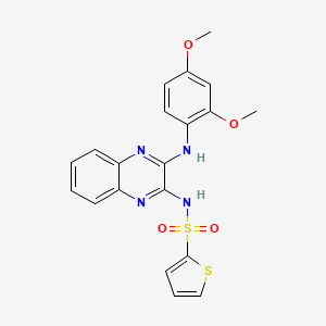 molecular formula C20H18N4O4S2 B2809325 N-[3-(2,4-dimethoxyanilino)quinoxalin-2-yl]thiophene-2-sulfonamide CAS No. 716340-02-2