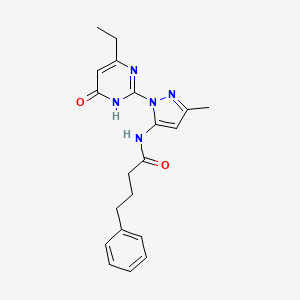 N-(1-(4-ethyl-6-oxo-1,6-dihydropyrimidin-2-yl)-3-methyl-1H-pyrazol-5-yl)-4-phenylbutanamide