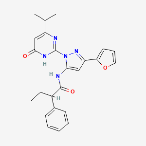 molecular formula C24H25N5O3 B2809344 N-(3-(呋喃-2-基)-1-(4-异丙基-6-氧代-1,6-二氢嘧啶-2-基)-1H-吡唑-5-基)-2-苯基丁酰胺 CAS No. 1207027-58-4