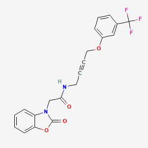 molecular formula C20H15F3N2O4 B2809348 2-(2-oxobenzo[d]oxazol-3(2H)-yl)-N-(4-(3-(trifluoromethyl)phenoxy)but-2-yn-1-yl)acetamide CAS No. 1428364-53-7
