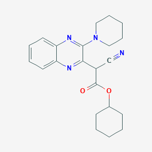 molecular formula C22H26N4O2 B2809365 环己基氰[3-(哌啶-1-基)喹喔啉-2-基]乙酸酯 CAS No. 840495-93-4