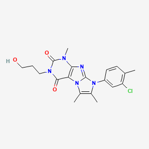 molecular formula C20H22ClN5O3 B2809367 6-(3-Chloro-4-methylphenyl)-2-(3-hydroxypropyl)-4,7,8-trimethylpurino[7,8-a]imidazole-1,3-dione CAS No. 878733-40-5