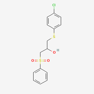 molecular formula C15H15ClO3S2 B2809372 1-[(4-Chlorophenyl)sulfanyl]-3-(phenylsulfonyl)-2-propanol CAS No. 338409-57-7