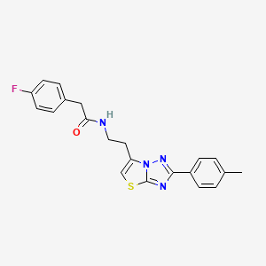 molecular formula C21H19FN4OS B2809376 2-(4-氟苯基)-N-(2-(2-(对甲苯基)噻唑啉[3,2-b][1,2,4]三唑-6-基)乙基)乙酰胺 CAS No. 896012-42-3