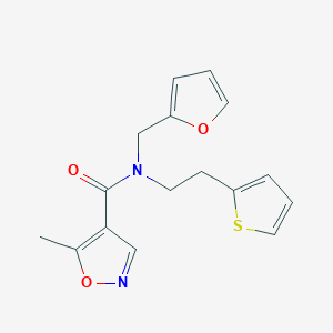 molecular formula C16H16N2O3S B2809383 N-(呋喃-2-基甲基)-5-甲基-N-(2-(噻吩-2-基)乙基)异噁唑啉-4-羧酰胺 CAS No. 1448122-37-9