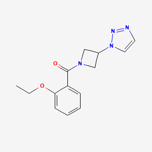 molecular formula C14H16N4O2 B2809395 (3-(1H-1,2,3-triazol-1-yl)azetidin-1-yl)(2-ethoxyphenyl)methanone CAS No. 2034522-41-1
