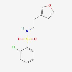 molecular formula C12H12ClNO3S B2809396 2-chloro-N-(2-(furan-3-yl)ethyl)benzenesulfonamide CAS No. 1428353-04-1