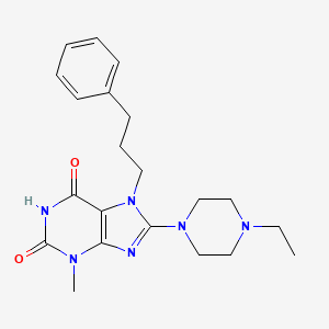 molecular formula C21H28N6O2 B2809411 8-(4-ethylpiperazin-1-yl)-3-methyl-7-(3-phenylpropyl)-1H-purine-2,6(3H,7H)-dione CAS No. 442864-50-8