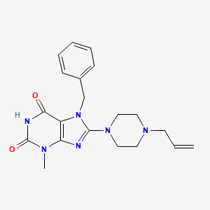 molecular formula C20H24N6O2 B2809412 7-Benzyl-3-methyl-8-(4-prop-2-enylpiperazin-1-yl)purine-2,6-dione CAS No. 887030-19-5