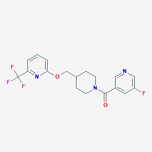 molecular formula C18H17F4N3O2 B2809428 (5-Fluoropyridin-3-yl)-[4-[[6-(trifluoromethyl)pyridin-2-yl]oxymethyl]piperidin-1-yl]methanone CAS No. 2310153-58-1