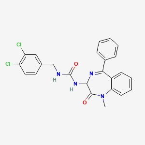 molecular formula C24H20Cl2N4O2 B2809439 1-[(3,4-dichlorophenyl)methyl]-3-(1-methyl-2-oxo-5-phenyl-2,3-dihydro-1H-1,4-benzodiazepin-3-yl)urea CAS No. 1048916-20-6