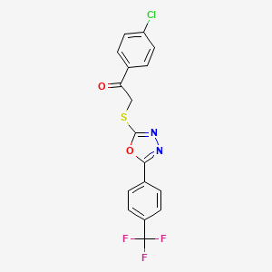 molecular formula C17H10ClF3N2O2S B2809446 1-(4-氯苯基)-2-({5-[4-(三氟甲基)苯基]-1,3,4-噁二唑-2-基}硫醚基)-1-乙酮 CAS No. 477857-10-6