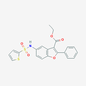 molecular formula C21H17NO5S2 B280945 Ethyl 2-phenyl-5-[(2-thienylsulfonyl)amino]-1-benzofuran-3-carboxylate 