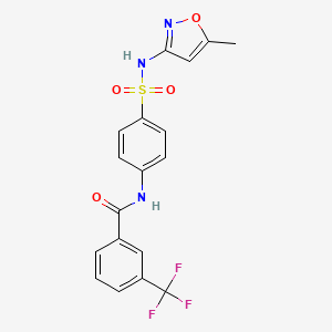 molecular formula C18H14F3N3O4S B2809451 N-(4-(N-(5-methylisoxazol-3-yl)sulfamoyl)phenyl)-3-(trifluoromethyl)benzamide CAS No. 300812-63-9