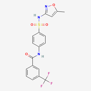 molecular formula C18H14F3N3O4S B2809451 N-(4-(N-(5-甲基异噁唑-3-基)磺酰基)苯基)-3-(三氟甲基)苯甲酰胺 CAS No. 300812-63-9