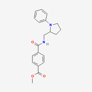 molecular formula C20H22N2O3 B2809457 Methyl 4-(((1-phenylpyrrolidin-2-yl)methyl)carbamoyl)benzoate CAS No. 1797140-83-0
