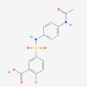 molecular formula C15H13ClN2O5S B280946 5-({[4-(Acetylamino)phenyl]amino}sulfonyl)-2-chlorobenzoic acid 
