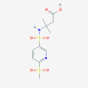 molecular formula C11H16N2O6S2 B2809463 3-Methyl-3-[(6-methylsulfonylpyridin-3-yl)sulfonylamino]butanoic acid CAS No. 2305552-18-3