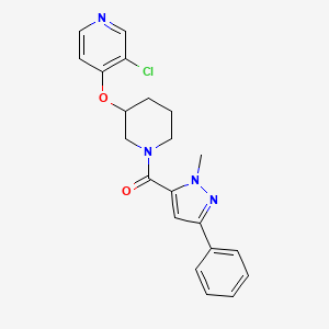 molecular formula C21H21ClN4O2 B2809464 (3-((3-chloropyridin-4-yl)oxy)piperidin-1-yl)(1-methyl-3-phenyl-1H-pyrazol-5-yl)methanone CAS No. 2034526-00-4