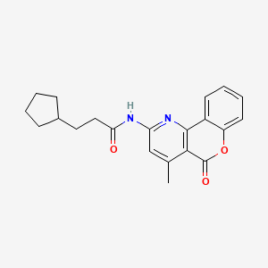 molecular formula C21H22N2O3 B2809469 3-cyclopentyl-N-(4-methyl-5-oxochromeno[4,3-b]pyridin-2-yl)propanamide CAS No. 851411-64-8