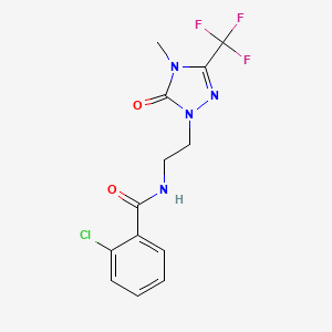 molecular formula C13H12ClF3N4O2 B2809471 2-Chloro-N-[2-[4-methyl-5-oxo-3-(trifluoromethyl)-1,2,4-triazol-1-yl]ethyl]benzamide CAS No. 1421516-81-5