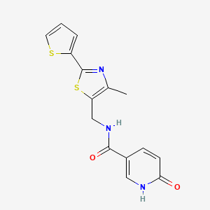 molecular formula C15H13N3O2S2 B2809491 6-hydroxy-N-((4-methyl-2-(thiophen-2-yl)thiazol-5-yl)methyl)nicotinamide CAS No. 1396871-53-6